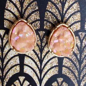 Pink & Gold Druzy quartz earrings